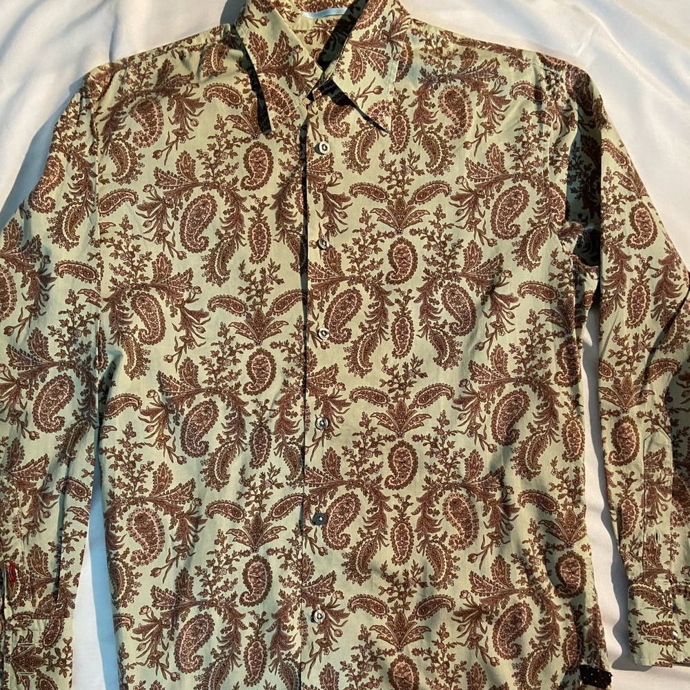 Paul Smith Paisley Grn/Brwn Long Sleeve Button Up